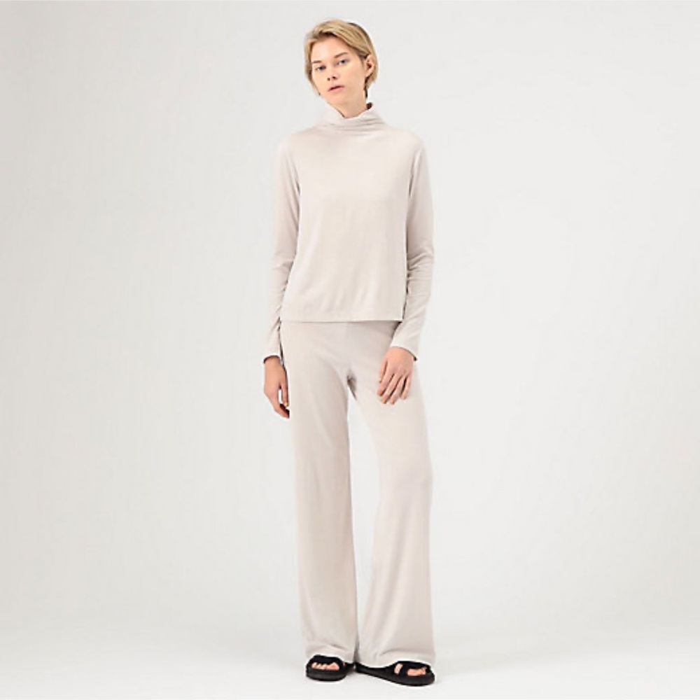 JAMES PERSE CLASSICS Supersoft Cream Scrunch Roll Neck Top 3 M/L